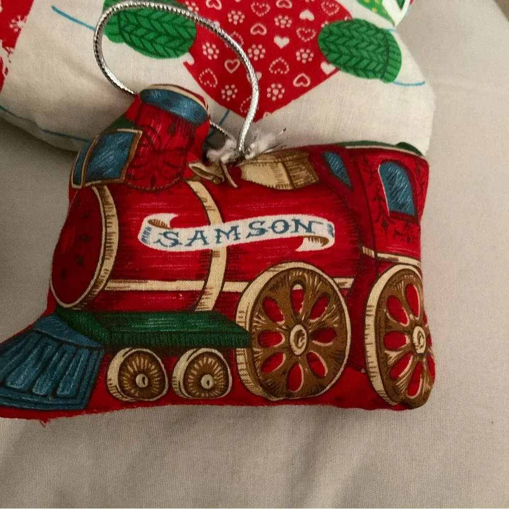 vintage stuffed handmade sewn christmas ornaments set of 6